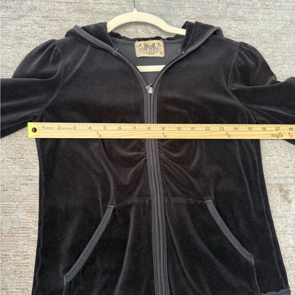 Juicy Couture Vintage Velour Black Velvet Lace Trim Tracksuit Jacket - Picture 9 of 11